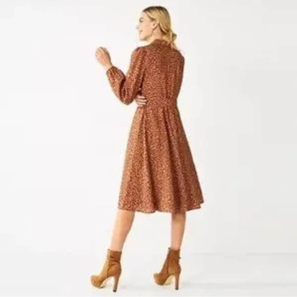 Nine West Leopard Print Long Sleeve Dress - Picture 2 of 9